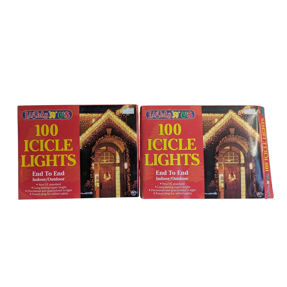 2 boxes Lights R Us‎ 100 Icicle Lights Indoor Outdoor Christmas Holiday New